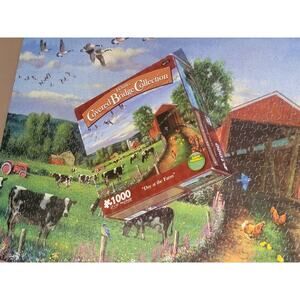 J Charles Covered Bridge Collection Day At Farm Puzzle 1000 Piece Complete